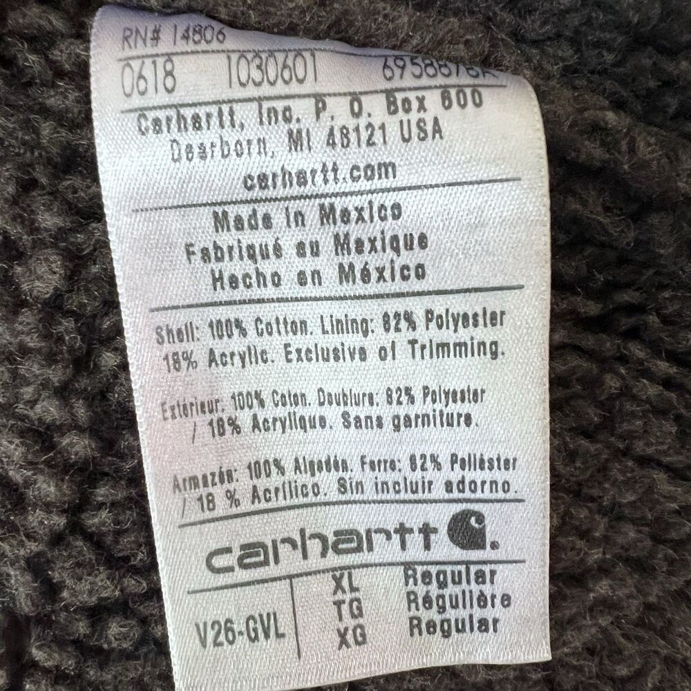 Carhartt V26 GVL Sandstone Duck Sherpa Lined Work Vest Men's XL Regular - Picture 13 of 13